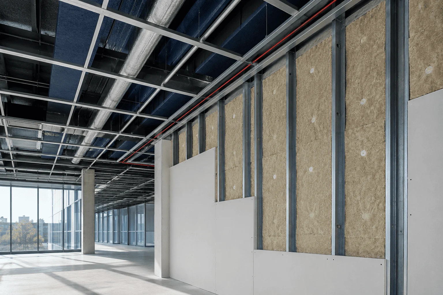 Fire-rated commercial wall insulation assembly